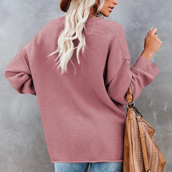 Pink Henley Pullover Drop Shoulder Sweater | Jane.com